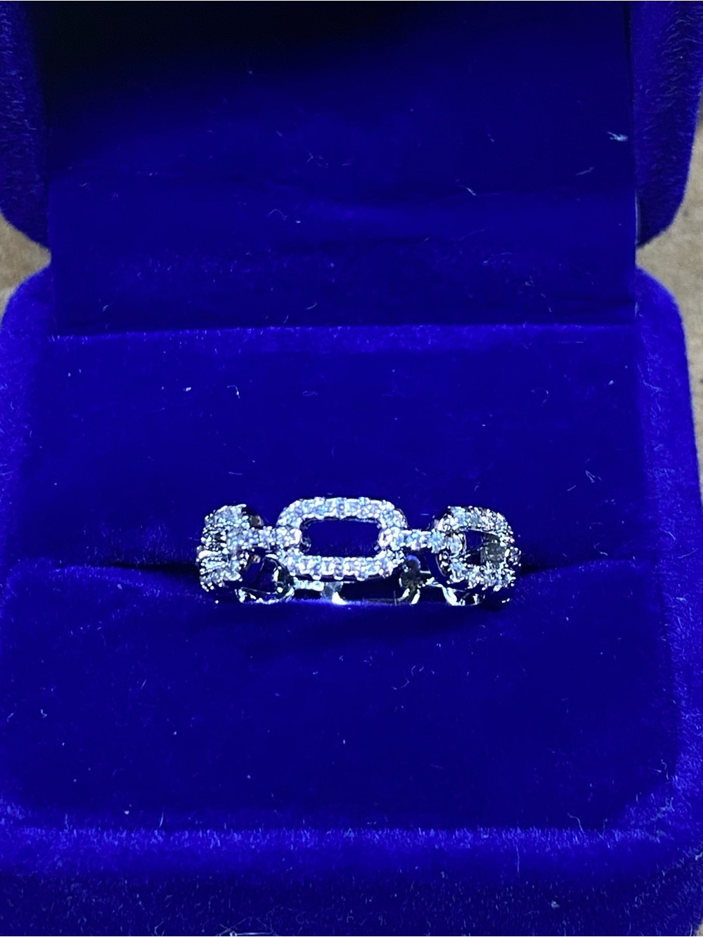 Sterling Silver Pavé Link Chain Ring